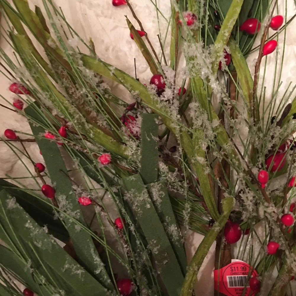 - 4 new Frosted pine berry stems 30”
